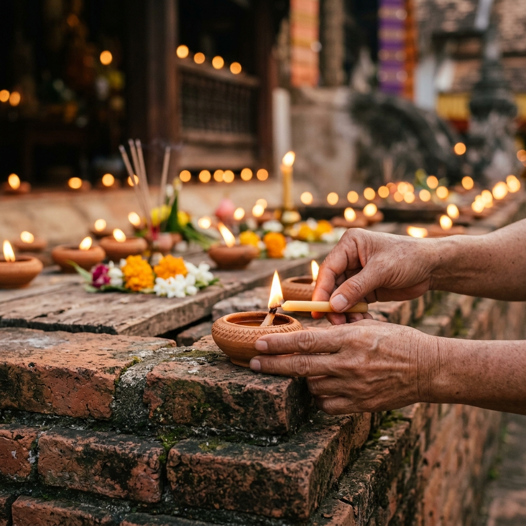 Lighting Clay oil lamps (Prateep)