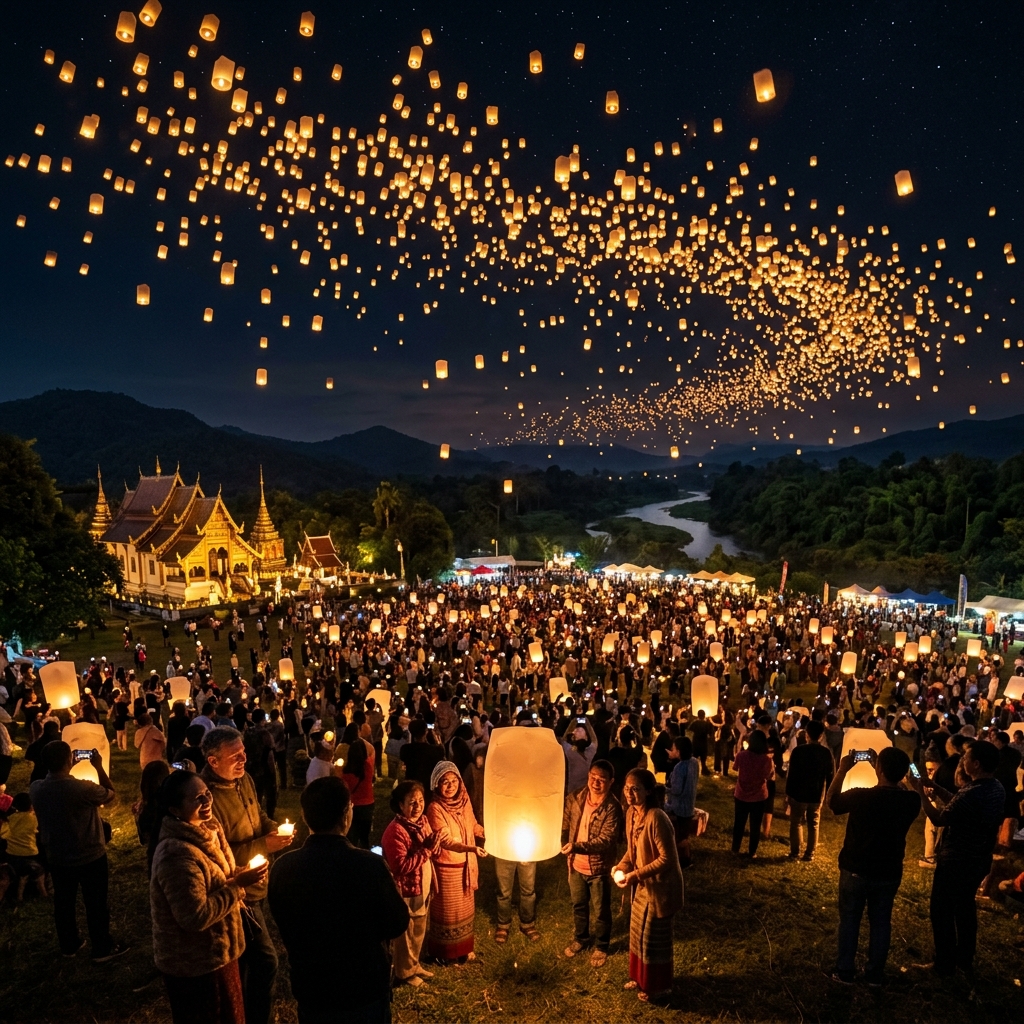 Releasing thousands of lanterns